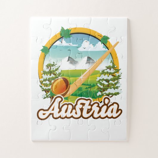 Retro reislogo Oostenrijk Legpuzzel (Verticaal)