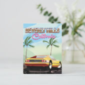 Retro-reisposter Beverly Hills California Briefkaart (Staand voorkant)