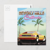 Retro-reisposter Beverly Hills California Briefkaart (Voorkant / Achterkant)