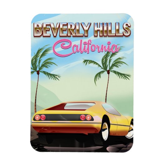 Retro reisposter Beverly Hills California Magneet (Verticaal)