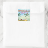 Retro-reisposter Beverly Hills California Vierkante Sticker (Tas)