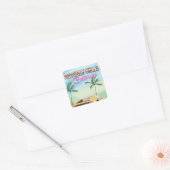 Retro-reisposter Beverly Hills California Vierkante Sticker (Envelop)
