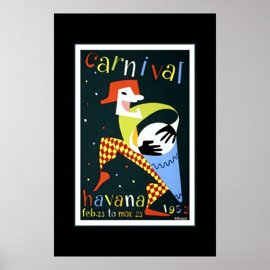 Retro reisposter Carnaval Cuba Havana Poster (Voorkant)