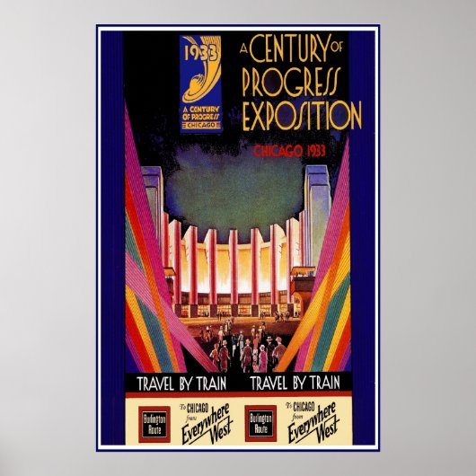 Retro reisposter Chicago Trein Reisposter Poster (Voorkant)