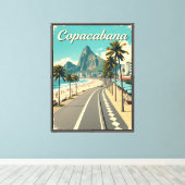 Retro Reisposter - Copacabana Beach Canvas Afdruk (Insitu (Houten vloer))