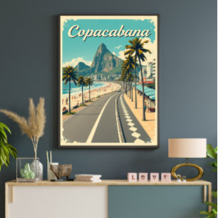  Retro Reisposter - Copacabana Beach Poster