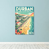 Retro-reisposter Durban Zuid-Afrika Kunst Canvas Afdruk (Insitu (Houten vloer))