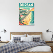 Retro-reisposter Durban Zuid-Afrika Kunst Canvas Afdruk (Insitu (Slaapkamer))