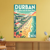 Retro-reisposter Durban Zuid-Afrika Kunst Canvas Afdruk (Insitu (Woonkamer))