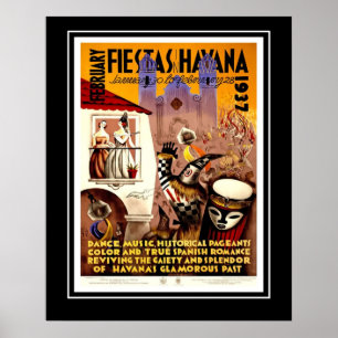 Retro reisposter Fiestas Havana Cuba Grote Poster