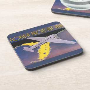 Retro reisposter, Florida vanuit de lucht vliegtui Bier Onderzetter