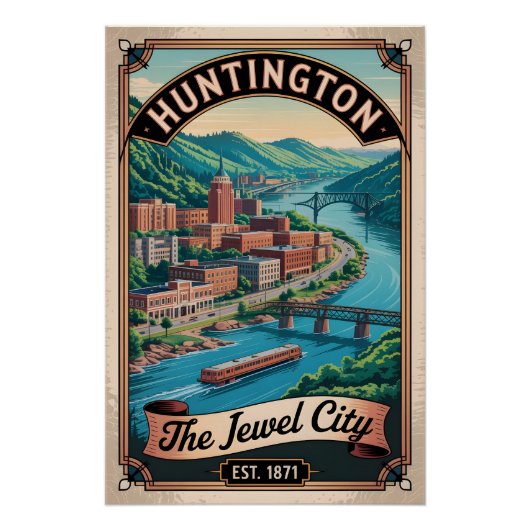 Retro Reisposter Huntington West Virginia Perfect Poster (Voorkant)