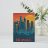Retro-reisposter Kunst van Downtown Los Angeles Briefkaart (Staand voorkant)