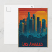 Retro-reisposter Kunst van Downtown Los Angeles Briefkaart (Voorkant / Achterkant)