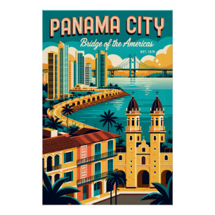 Retro-reisposter Kunst van Panama-Stad Perfect Poster