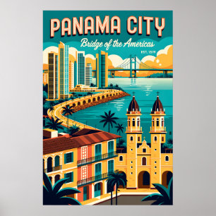 Retro Reisposter Kunst van Panama-Stad Poster