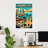 Retro Reisposter Kunst van Panama-Stad Poster (Thuiskantoor)