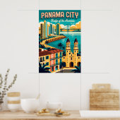Retro Reisposter Kunst van Panama-Stad Poster (Keuken)
