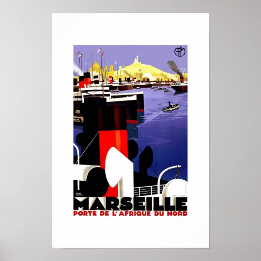 Retro reisposter Marseille Poster (Voorkant)