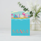 Retro reisposter Miami jaren 80 Briefkaart (Staand voorkant)