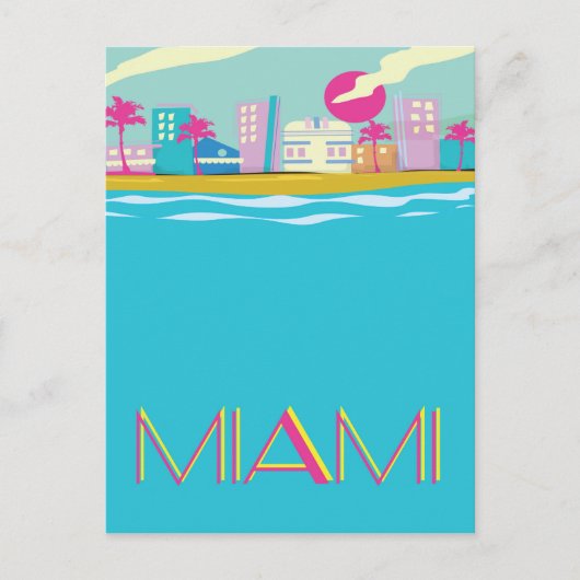 Retro reisposter Miami jaren 80 Briefkaart (Voorkant)
