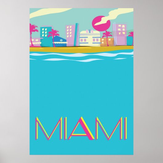 Retro reisposter Miami jaren 80 Poster (Voorkant)
