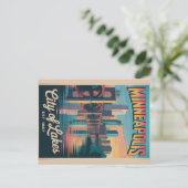 Retro Reisposter Minneapolis Minnesota Briefkaart (Staand voorkant)