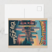 Retro Reisposter Minneapolis Minnesota Briefkaart (Voorkant / Achterkant)