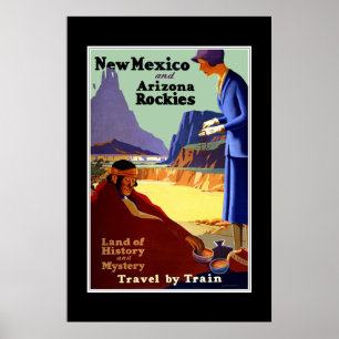 Retro reisposter New Mexico Arizona Rocky Mountain Poster