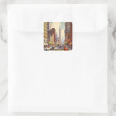 Retro Reisposter New York City Vierkante Sticker (Tas)