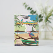 Retro-reisposter op het eiland Montserrat Briefkaart (Staand voorkant)