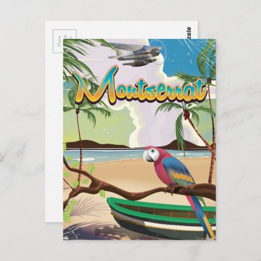 Retro-reisposter op het eiland Montserrat Briefkaart (Voorkant / Achterkant)