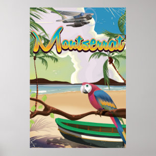 Retro-reisposter op het eiland Montserrat Poster