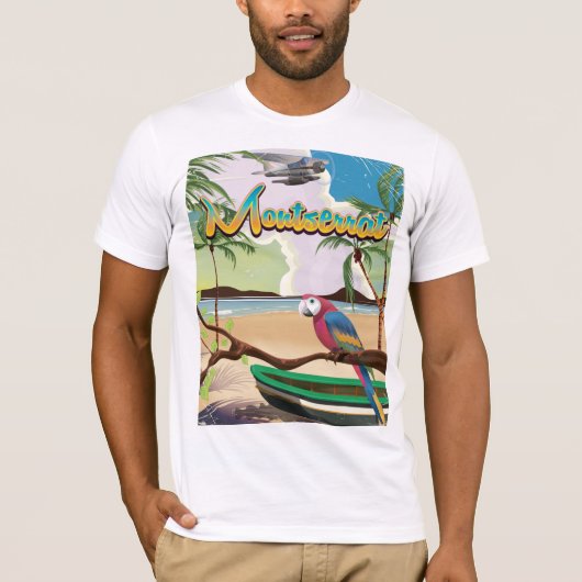 Retro-reisposter op het eiland Montserrat T-shirt (Voorkant)