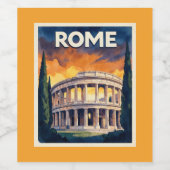 Retro reisposter Rome Wijn Etiket (Enkel label)