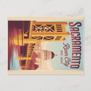 Retro Reisposter Sacramento California Briefkaart