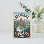 Retro Reisposter Spokane Washington Feestdagenkaart (Staand voorkant)