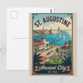 Retro Reisposter St. Augustine Florida Briefkaart (Voorkant / Achterkant)