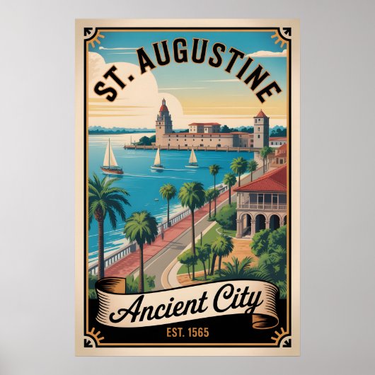 Retro Reisposter St. Augustine Florida Poster (Voorkant)