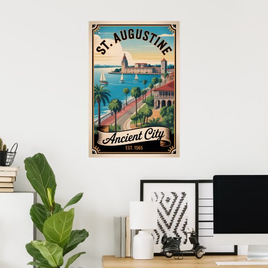 Retro Reisposter St. Augustine Florida Poster (Thuiskantoor)