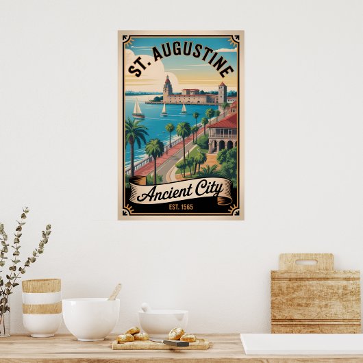 Retro Reisposter St. Augustine Florida Poster (Keuken)