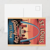 Retro Reisposter St. Louis Missouri Briefkaart (Voorkant / Achterkant)