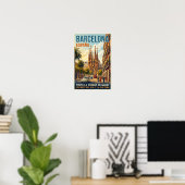 Retro reisposter uit de jaren 60 van Barcelona, Sp Poster (Thuiskantoor)