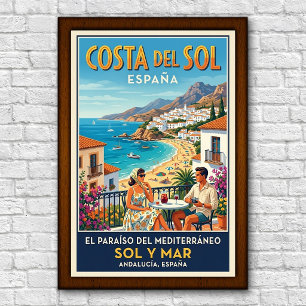 Retro reisposter uit de jaren 60 van Costa del Sol Poster