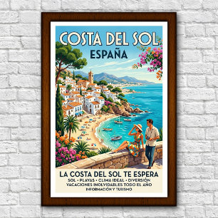 Retro reisposter uit de jaren 60 van Costa del Sol Poster