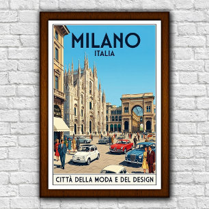 Retro reisposter uit de jaren 60 van Milaan, Itali Poster
