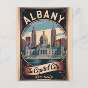 Retro Reisposter van Albany New York Feestdagenkaart