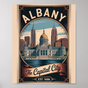Retro Reisposter van Albany New York Poster