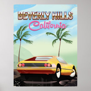 Retro-reisposter van Beverly Hills, Californië Poster