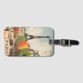 Retro reisposter van de Eiffeltoren in Parijs Bagagelabel (Voorkant (horizontaal))